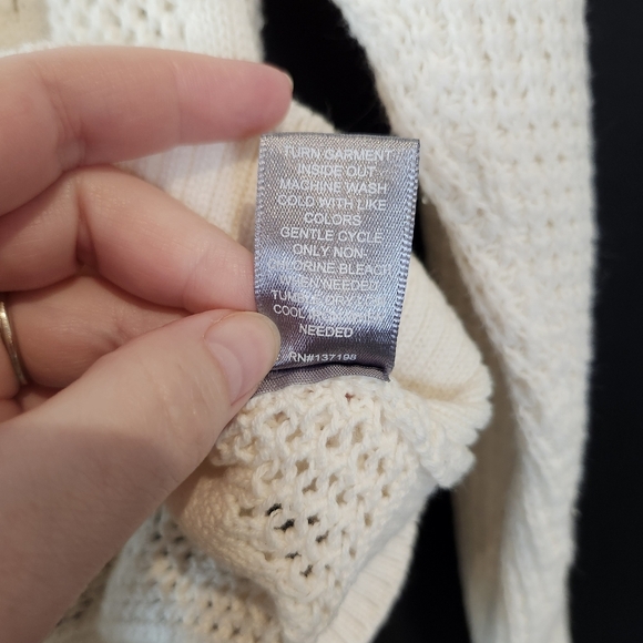 Marled Womens Ivory Cardigan Size M Geo Pattern Open Knit Spring Quiet Luxury - Picture 6 of 8